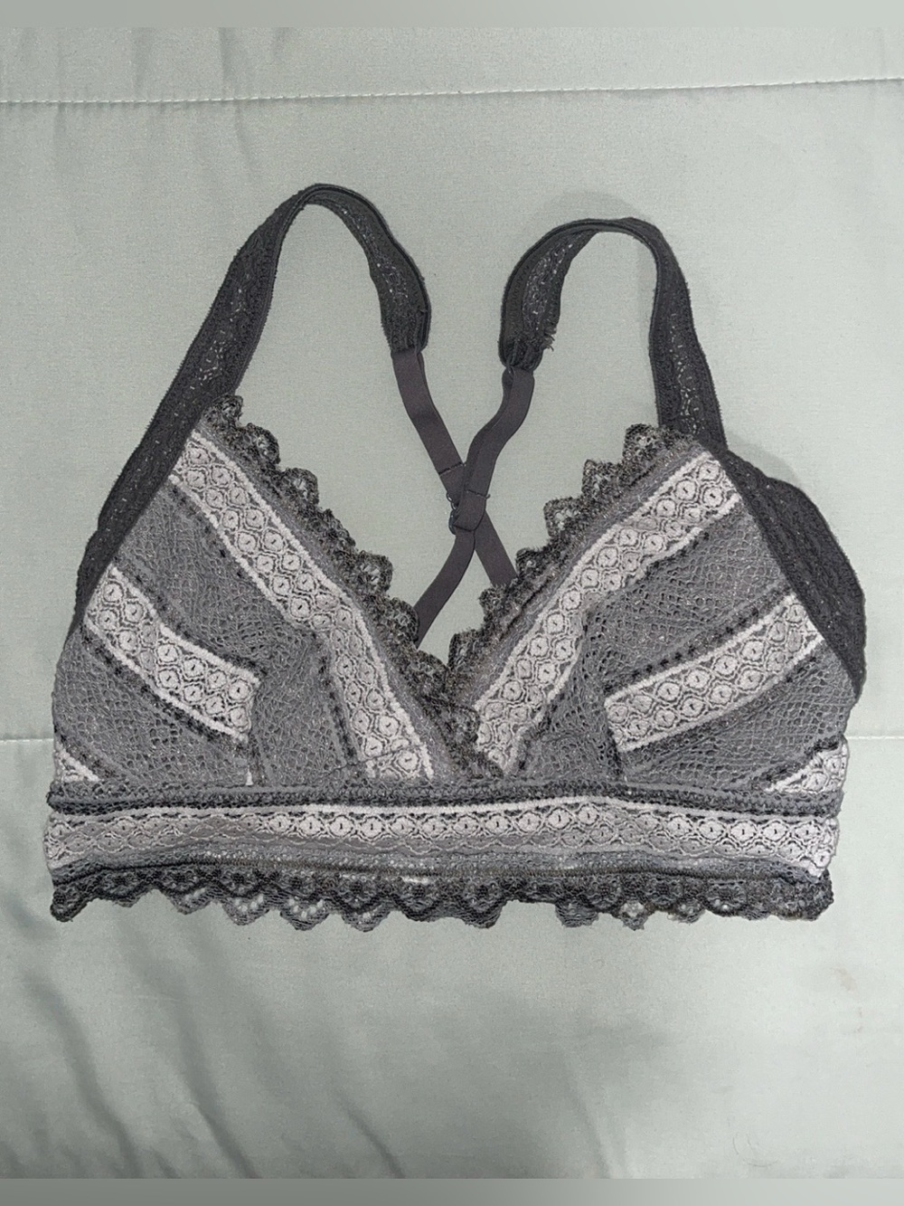 aerie Gray Lace Racerback Bralette